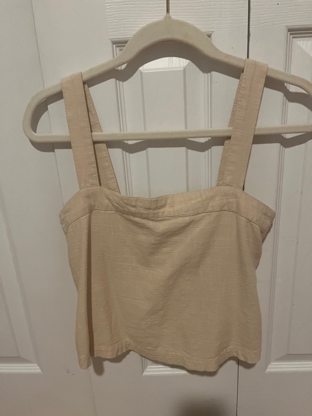 Roxy Light Beige Square-Neck Cropped Camisole with Wide Straps